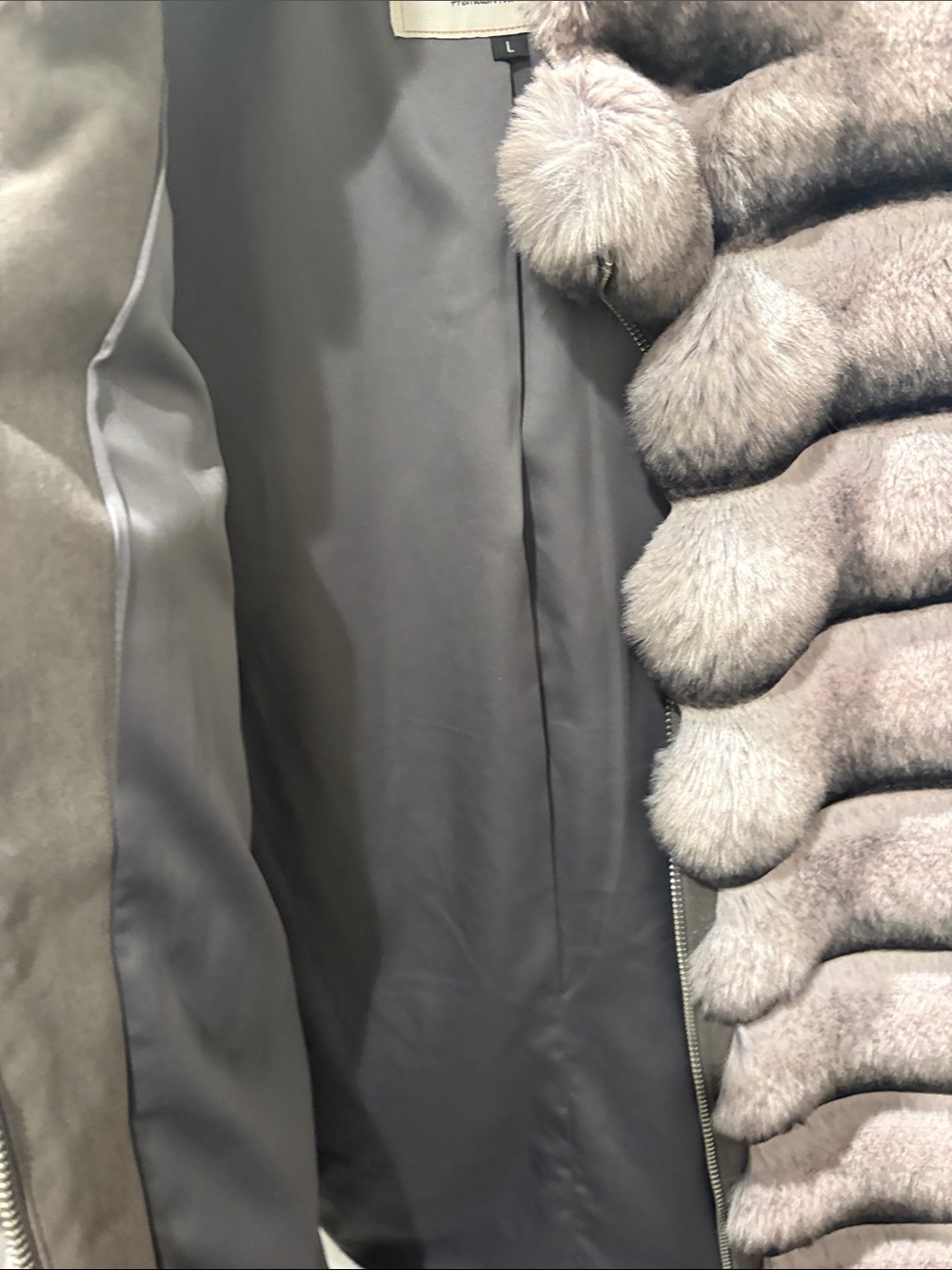 Plush Faux Fur Puffer Vest - Light Gray - Picture 7 of 8